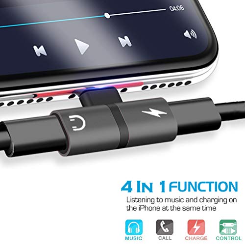 Headphone Adapter for iPhone X Splitter AUX Audio Jack Charge Car Charger Dual