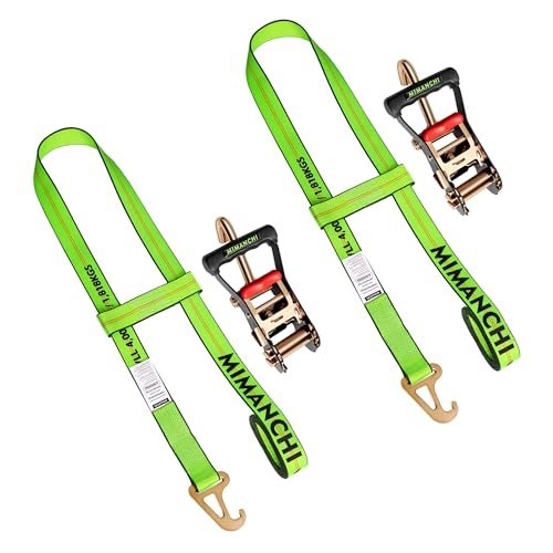Mimanchi 2 x 10 Heavy Duty Wheel Lift Straps 2 Pack Quick-Pick Basket Tire Strap with Finger Hook Ratchet for Jerr-Dan MPL Element Basket Tow Trucks