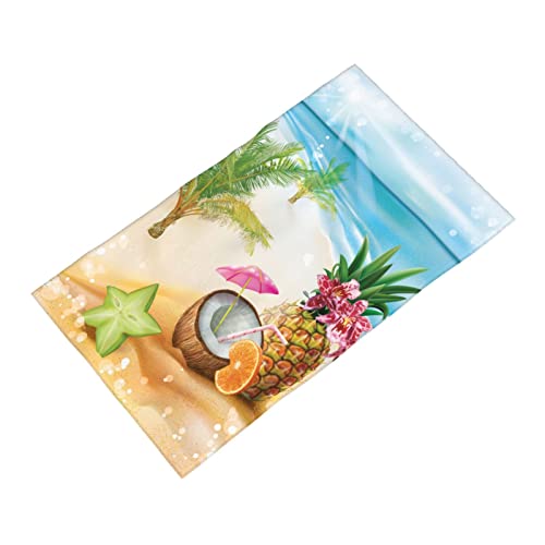Evava Hand Towel Summer Ocean Beach Tropical Starfish Coconut Pineapple Face Washcloths Fingertip Bath Towels Cotton Quick Dry Soft Absorbent Kitchen Bathroom Beach Gym Hotel Salon Spa Sport #TOP1