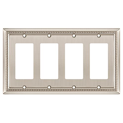 Image of Henne Bery Sunken Pearls Heavy Duty Decorative Wall Plate Switch Plate Outlet Cover (Quad Decorator, Satin Nickel)