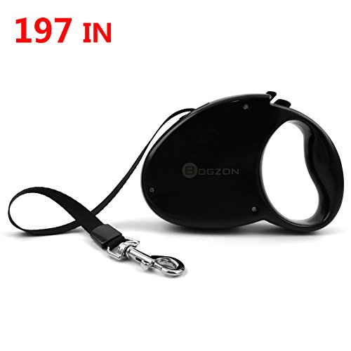 Iugami 16 Feet Retractable Dog Leash, Professional Pet Belt / Tape / Ribbon Leash for Mudium & Large Dogs, One Button Break & Lock, Black