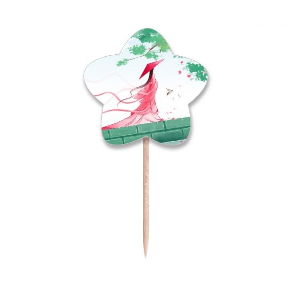 Piques à cocktail aquarelle style chinois Verlion étoiles décoratives pour gâteaux