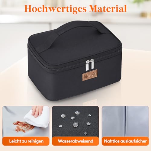 Lifewit Kühltasche Klein Isolierte für Männer Frauen, Faltbar Lunchbox Lunchtasche Isoliertasche Tragbare Kühlbox für Herren Damen für Picknicks Arbeit, Schwarz 6L 5
