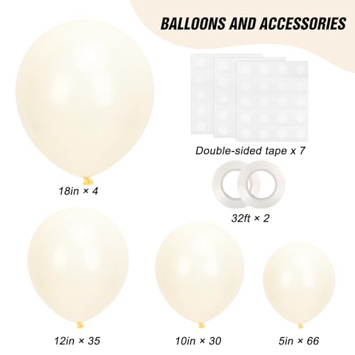 Image of RUBFAC 135pcs Ivory White Balloons Different Sizes 18 12 10 5 Inch Latex Balloon Garland Arch for Party Decoration Birthday Gender Reveal Wedding Anniversary Baby Shower Party Supplies