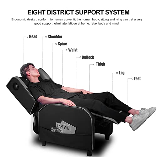 Gtracing Gaming Recliner Chair With Bluetooth Speakers Racing Style Single Gaming Sofa Modern Living Room Recliners Ergonomic Comfortable Massage Home Theater Seating, Grey #TOP5