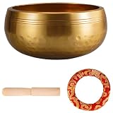 Tibetan Singing Bowl Set, Handcrafted Nepal Brass Sound Bowl for Meditation and Yoga, Includes Wooden Mallet and Silk Cushion, Ideal for Sound Wellness and Mindfulness, 6.1 in