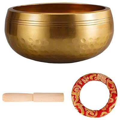 Tibetan Singing Bowl Set, Handcrafted Nepal Brass Sound Bowl for Meditation and Yoga, Includes Wooden Mallet and Silk Cushion, Ideal for Sound Wellness and Mindfulness, 6.1 in
