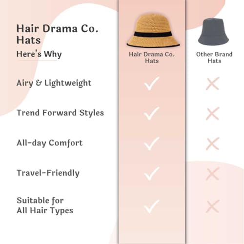 Image of Hair Drama Co. Crochet Bucket Hat for Women | Comfy & Casual Knit Handmade Foldable Floppy Hat | Summer Crochet Bucket Cap for Women & Girls