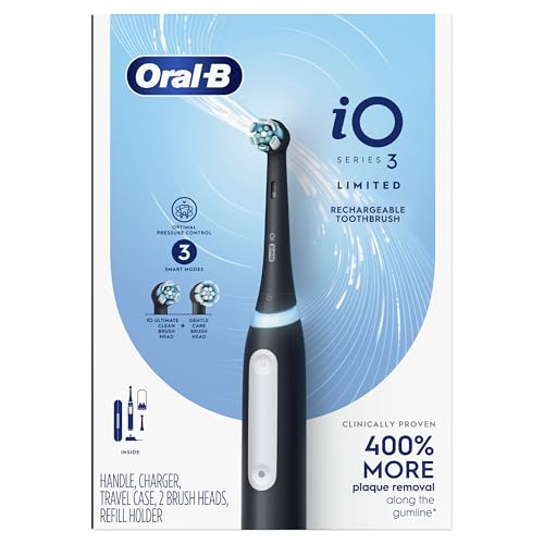 Oral-B iO Series 3 Limited Deep Clean Rechargeable Electric Toothbrush for Adults, Black, 3 Modes, Smart Pressure Sensor, Plaque Removal and Gum Care, 2 Replacement Brush Heads, Travel Case by Oral-B - Image 9