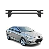 OMAC Fix Point Roof Racks Cross Bars for Hyundai Accent 2012-2017 Hatchback Black 2 Pcs Anti-Theft for Travel Kayak Canoe Surf Ski Snowboard Camping