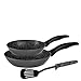 STONELINE Primo Lot de 2 Poêles 20/28 cm, avec Spatule, Revêtement Antiadhésif avec de Vraies Particules de Pierre, Convient à l'Induction et au Four, Cuire sans Huile ni Graisse, Gris