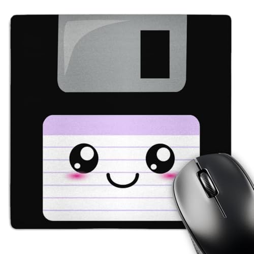 Desk Mat Kawaii Cute Happy Floppy Disk Retro Computer Langlebiges E-Sports-Mousepad Rutschfester Gaming Mauspad Für Computer Büro Gaming 25X30Cm