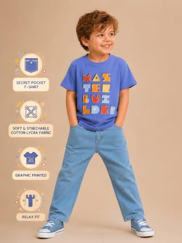 Image of Pilolo Kids Soft Cotton Lycra Pocket T-Shirt for Boys - (Combo Pack of 2)