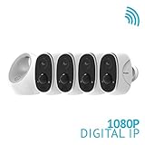 LaView ONE Link 1080P Wireless Security Camera System, Four Battery Powered Security Cameras, Two Way Audio, PIR Thermal Detection, Compatible with Alexa, Weatherproof Home Security