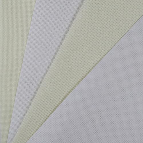 Image of KCS 4 /6 pc of 12 inch x 18 inch(30cmx45cm) 18CT Counted Cotton Aida Cloth Cross Stitch Fabric (4 pc,White+Antique White)