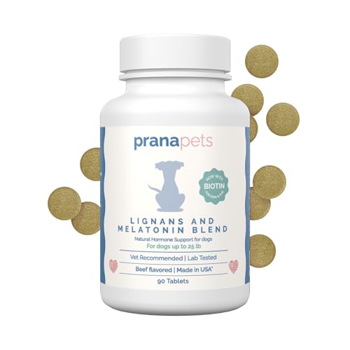 PranaPets Lignans & Melatonin with Biotin Blend Naturally Aids in Relieving Symptoms of Cushings in Dogs up to 25 lb | Promote Healthy Balance & Overall Well-Being