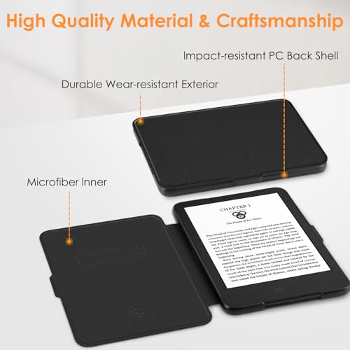 FINTIE Slimshell Case for 6" All-New Kindle (11th Generation)- 2024/2022 Release, Lightweight PU Leather Cover with Auto Sleep/Wake for Kindle 11th Generation 2024 e-Reader, Black - Image 5