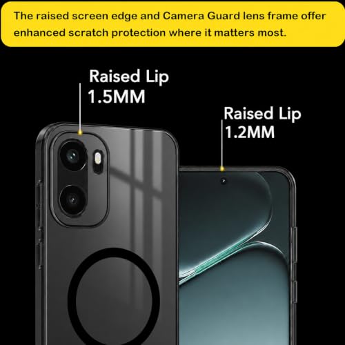 Image of Elzzi Anti Scratch Semi Translucent Cover for Oneplus 15R Case, Premium PC + TPU Magnetic Phone Cases Drop Proof, Compatible with Magsafe Slim Never Yellowing Shockproof
