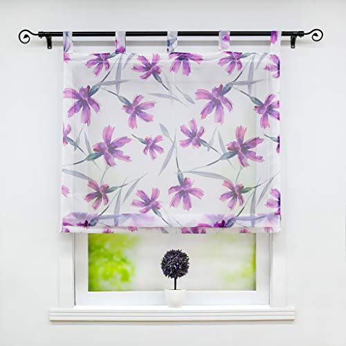 Joyswahl Voile Raffrollo transparenter Raffgardine mit Blumen Muster »Dorthe« Schals Fenster Vorhänge BxH 80x140cm 1er Pack
