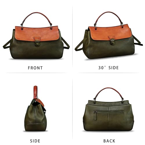 Image of Genuine Leather Handbag Satchel for Women Retro Leather Crossbody Bag Pouch Vintage Ladies Handbag Purse