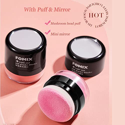 Domality 2 Colors Loose Powder Blush Set With Soft Mushroom Puff And Mirror, 2Pcs Pink Orange Air Cushion Blush For Cheeks, Silky Smooth, High Pigmented, Smudge Proof, Long - Wearing, Natural Looking Blush Makeup #TOP1