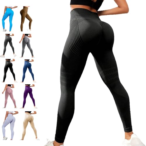 Cellulite-Reducing Leggings, High Waisted and Hip Lifting Yoga Elastic Quick Drying Tight Pants Yoga Pants (US, Alpha, X-Large, Regular, Regular, Black)