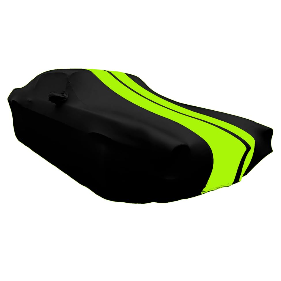 Image of SR1 USA 1964-1972 Chevrolet Chevelle Indoor Car Cover - Ultraguard Stretch Satin - The Ultimate Custom Fit (Black with Green Stripes)