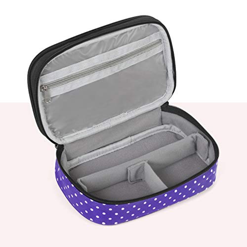 Teamoy Jewelry Travel Case, Jewelry & Accessories Holder Organizer For Necklace, Earrings, Rings, Watch And More, Roomy, Compact And Portable, Purple Dots #TOP4