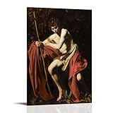 Caravaggio Works - Póster impreso de San Juan Bautista en el desierto, lienzo para colgar en la pared, impresión artística para el hogar y la habitación, 30 x 45 cm