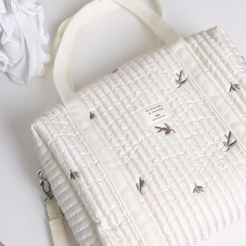 Tote Diaper Bag - Nursery Storage Carrier, High Volume Organizer, Decorative Embroidery Travel Handbag Versatile Utility Accessory | Organized Management For Parents Commuting Lifestyle - Image 4