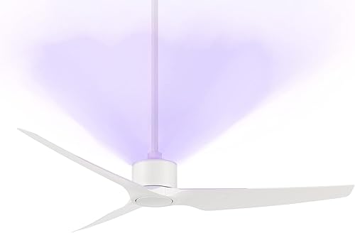 WAC Smart Fans Terminator - Ventilador de techo de 3 aspas para interiores y exteriores, 54 pulgadas, blanco mate, luz LED UV-C y control remoto