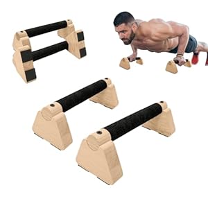 2 PCS Wooden Parallettes Bars, Wood Push Up Bars Calisthenics Equipment with Non-Slip Base, Pushup Handles Fitness Blocks for Men and Women Strength Training