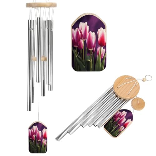 Outdoor Wind Chimes, Tulips Printed Wind Chimes,Simple Wind Chimes,Curtain Wind Chimes for Home Decoration