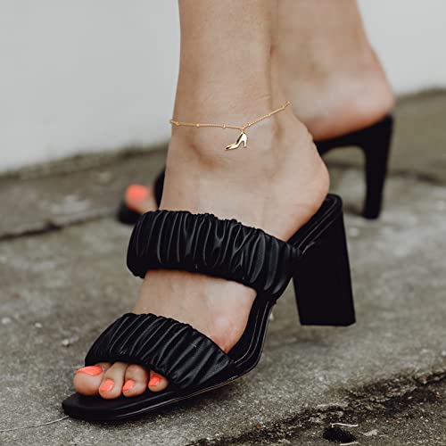 Dremmy Studios Gold High-Heeled Shoes Anklet 14K Gold Plated Dainty Shoes Bead Link Ankle Bracelet Adjustable Beach Foot Chain Jewelry Birthday Gift For Women Girls #TOP3