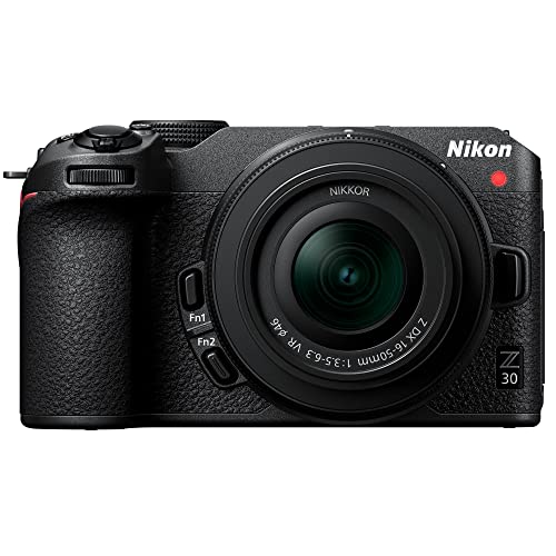 Nikon Z30 Mirrorless Camera with 16-50mm Lens Bundle with Camera System Gadget Bag with Accessory and Cleaning Kit, and 64GB Memory Card (3 Items)