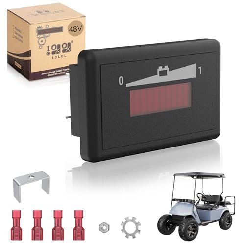 10L0L Golf Cart Battery Meter 48V LED Batteries Power Indicator, Compatible with Lead Acid Battery Powered Golf Cart for Yamaha, Club Car, EZGO, Lift, Lawn Mower, Leaf Trimmer, Motorhome etc