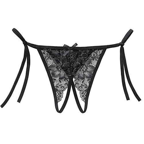 Generisch Mujer Conos Sexy Transparente Tentación Bragas Conos Encaje Pantalones Señoras Escritura Bragas, Negro , talla única