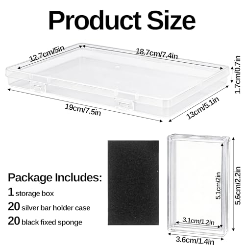 Caja para barras de plata 1 oz set 20 cápsulas transparentes miniatura 2