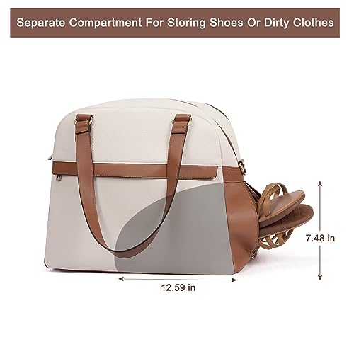 Image of CLUCI Weekender Bag for Women Beige with Brown