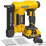 ALLOYPOWER 18 Gauge Nail Gun Battery Powered, 2 in 1 Cordless Brad Nailer/Electric Stapler with 2.0Ah Battery and Charger,1000pcs Nails and 500pcs Staples Included for Home Improvement & Woodworking