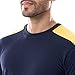 IZOD Men's Cotton Polyester Sueded Jersey Knit Short Sleeve Sleep Lounge T-Shirt, Navy/Yellow, Large