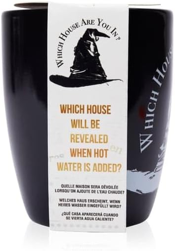 WOW! STUFF Harry Potter Sorting Hat Mug - Gryffindor | Heat Age 14+ Reveals The Hidden Hogwarts House | Thermal Pattern Change, Black