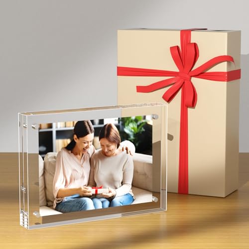 AITEE Acryl Bilderrahmen 15x20cm: Klare Doppelseitige Rahmenlose Fotorahmen, Freistehendem Schreibtisch Magnetischer Bilderrahmen