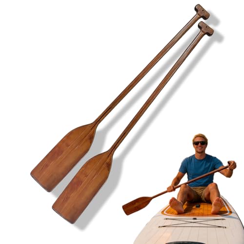 Leemeexaa 2 Pcs Wooden Oars Vintage Style 48 Inch Solid Pine Boat Wooden Canoe Paddles for Water Sports Family DIY Decoration Kayaking Outdoor Enthusiasts Rowing