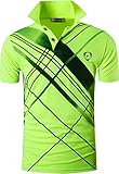 jeansian Men's Short Sleeve Polo T-Shirts Wicking Breathable Running Training Sports Tee Tops LSL226 GreenYellow XL