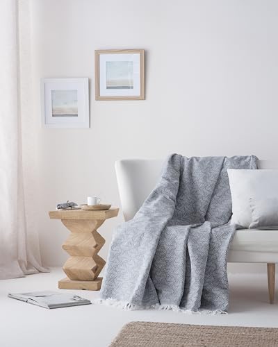 Couvre-lit en coton géométrique de qualité supérieure 180x280 cm gris