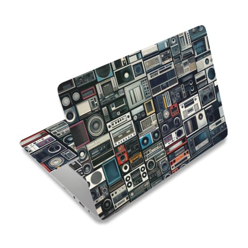 PLIGREAT Vintage Radio Laptop Skin Sticker Reusable Netbook Skin Sticker Vinyl Decals for PC Notebook Laptops Keyboard Cover Universal 12" 13" 13.3" 14" 15 Inch Laptop Case Protector Film