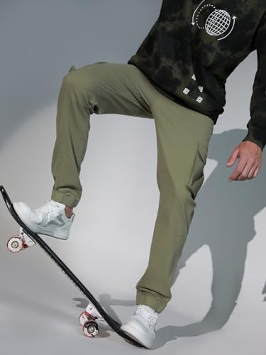 Image of Hubberholme Mens Grey Mid-Rise Cotton Casual Joggers HHMWJS004