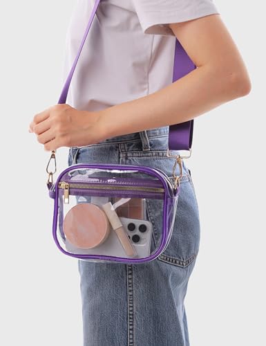 Image of Fibrdoo Clear Bag Stadium Approved, Leather Clear Crossbody Purse Bag for Concerts Sports Events Festivals