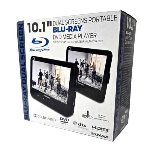 Sylvania 10.1" Dual Screen 720p Portable Blu-ray DVD CD player with HDMI out (1080p), SD Card slot, USB, Perfect Entertainment for Car use, Long Road Trips or on Vacation - SDVD1087 (Renewed)